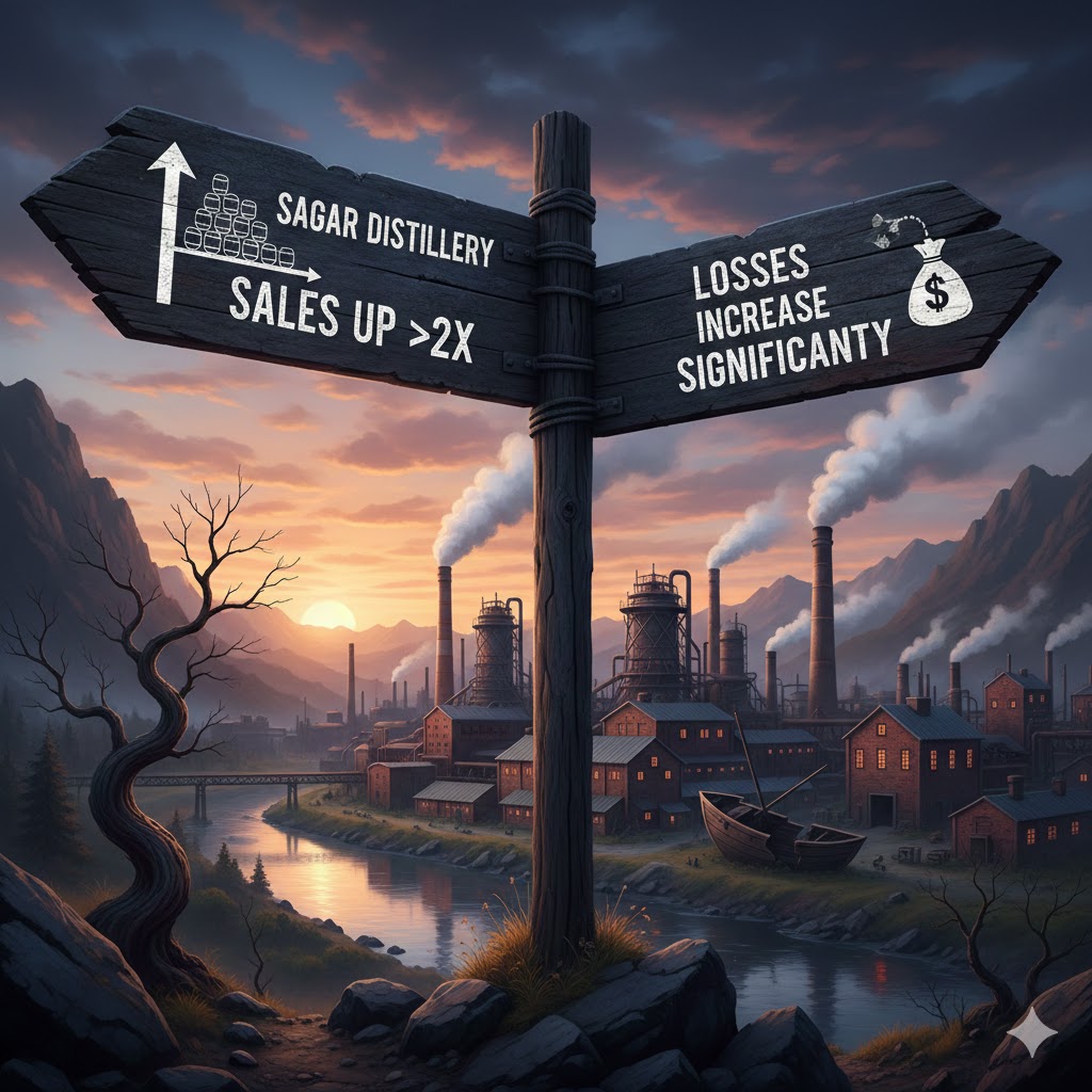 सागर डिष्टिलरीको बिक्री दोब्बरभन्दा बढी, नोक्सानी पनि उल्लेख्य बढ्यो